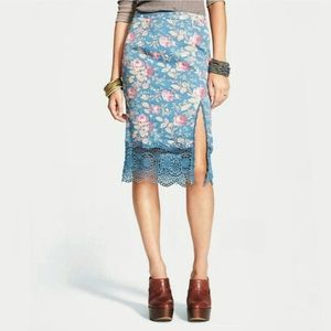 Free People Skirt with Flowers and Lace Medium